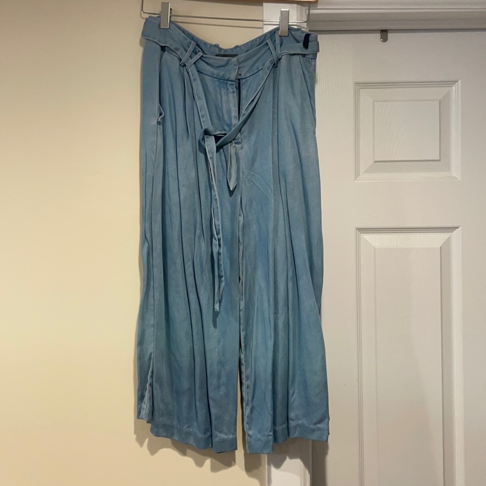 Armani exchange chambray wide leg trousers